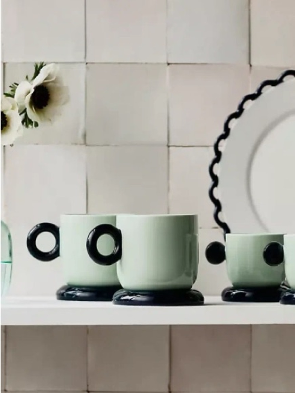 Anthropologie Rika Mug mint/Navy pastel multicolor 1 piece
